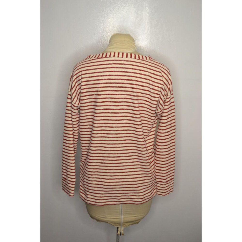 Madewell Surfbreeze Women's Medium Red Striped Long Sleeve Boat Neck Shirt - Picture 7 of 12